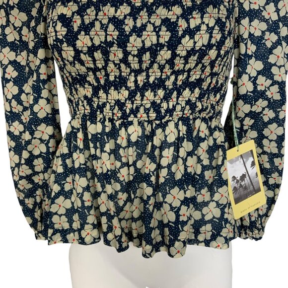Trovata Birds Of Paradis Alize Blouse XS Blue Floral NEW - Picture 9 of 13